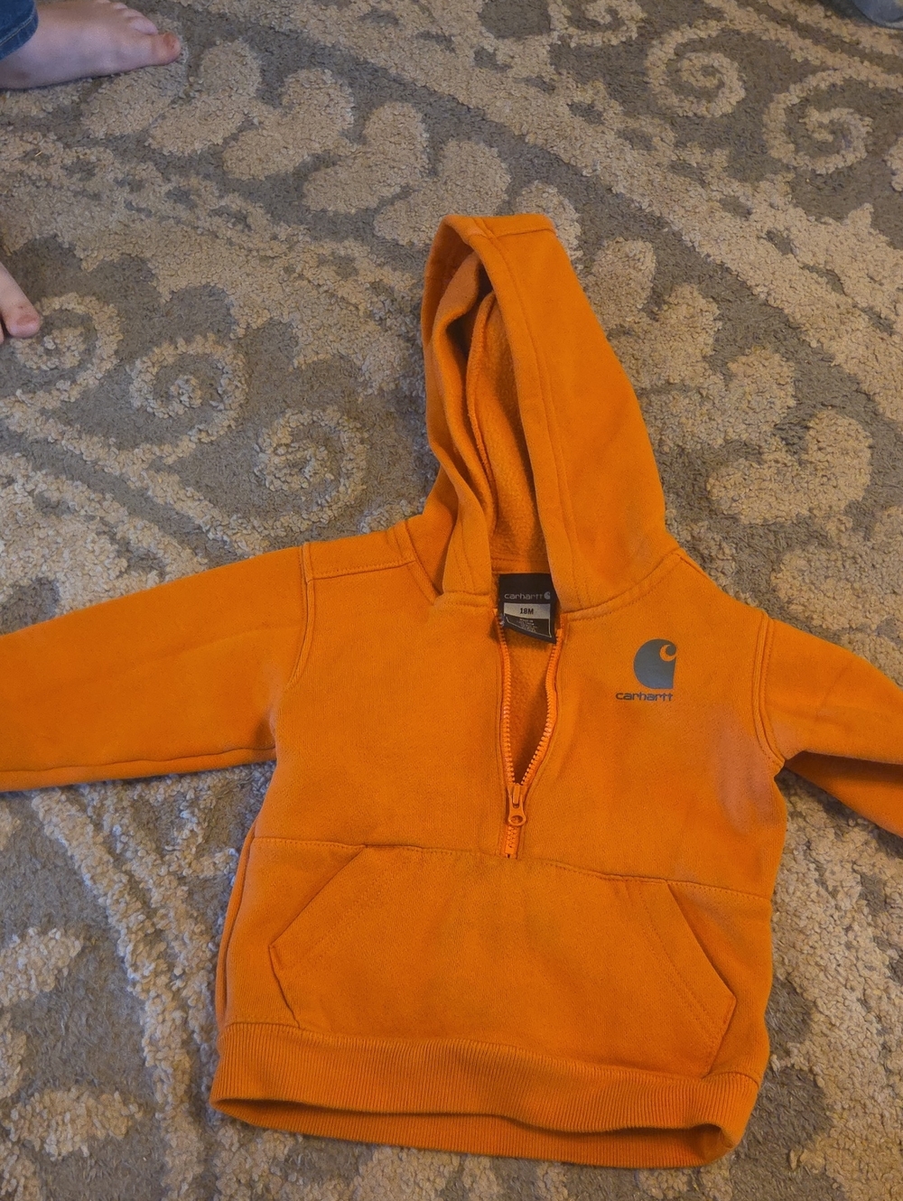 Carhartt Orange Kids Half-Zip Hooded Sweatshirt